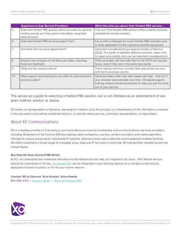 Hosted PBX Service Provider Checklist