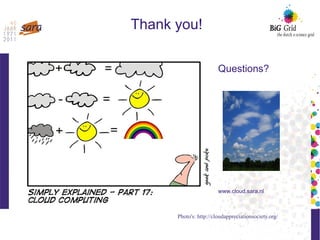 Thank you!
Questions?
www.cloud.sara.nl
Photo's: http://cloudappreciationsociety.org/
 