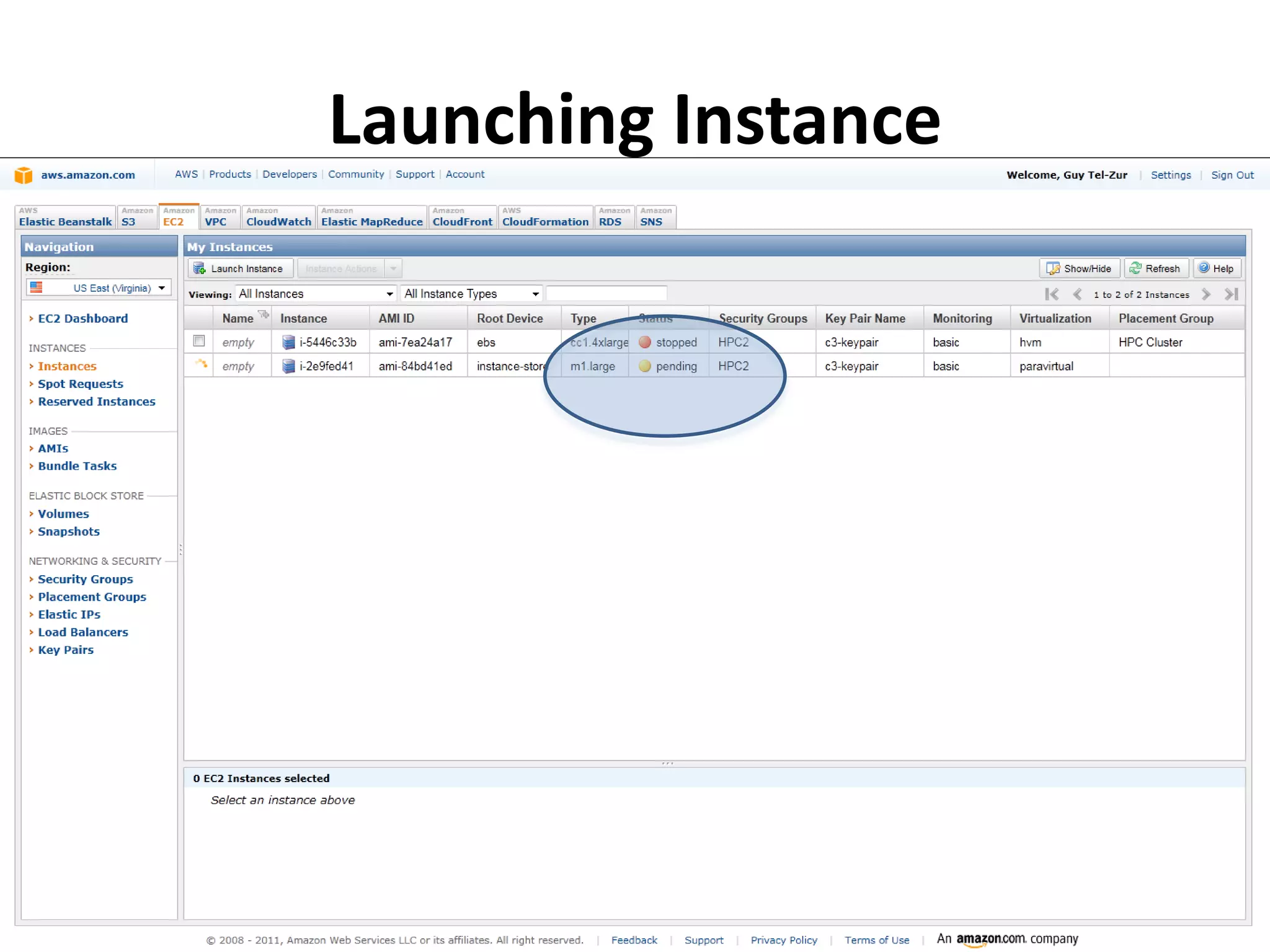 Launching Instance
 