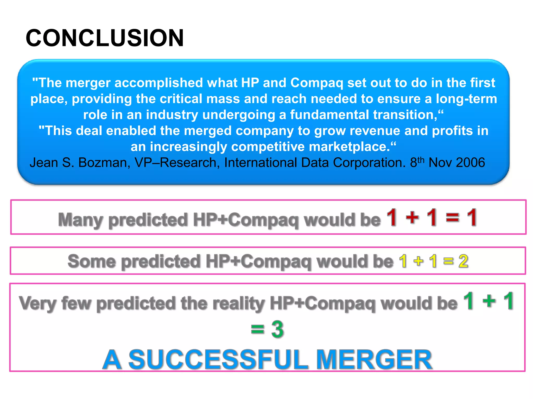 Leading position in mission-critical services, and multivendor supportFinancial BenefitsEstimated $2.5 billion in annual cost savings by mid-2004