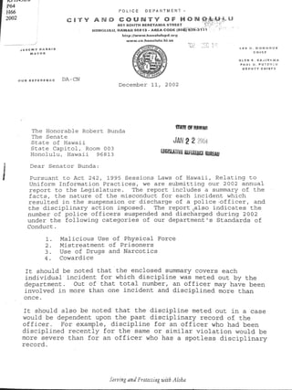 HPD 2002 disciplinary report