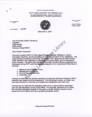 HPD 2007 disciplinary report