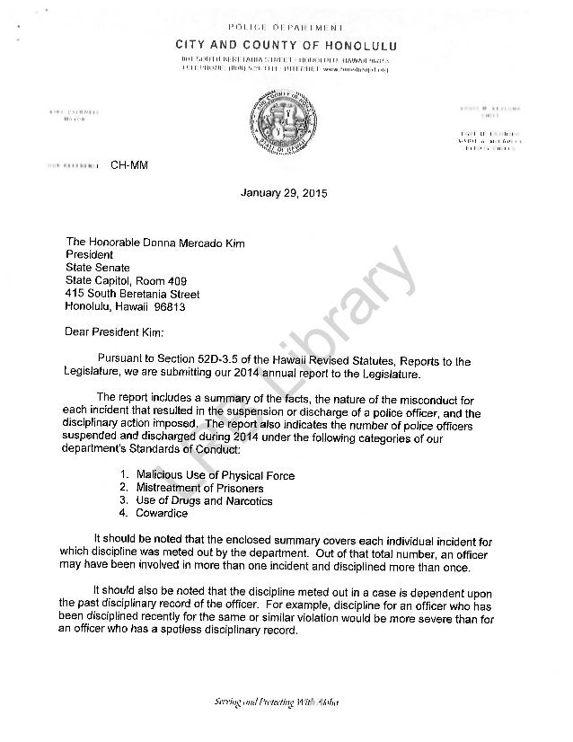HPD 2014 Disciplinary Report