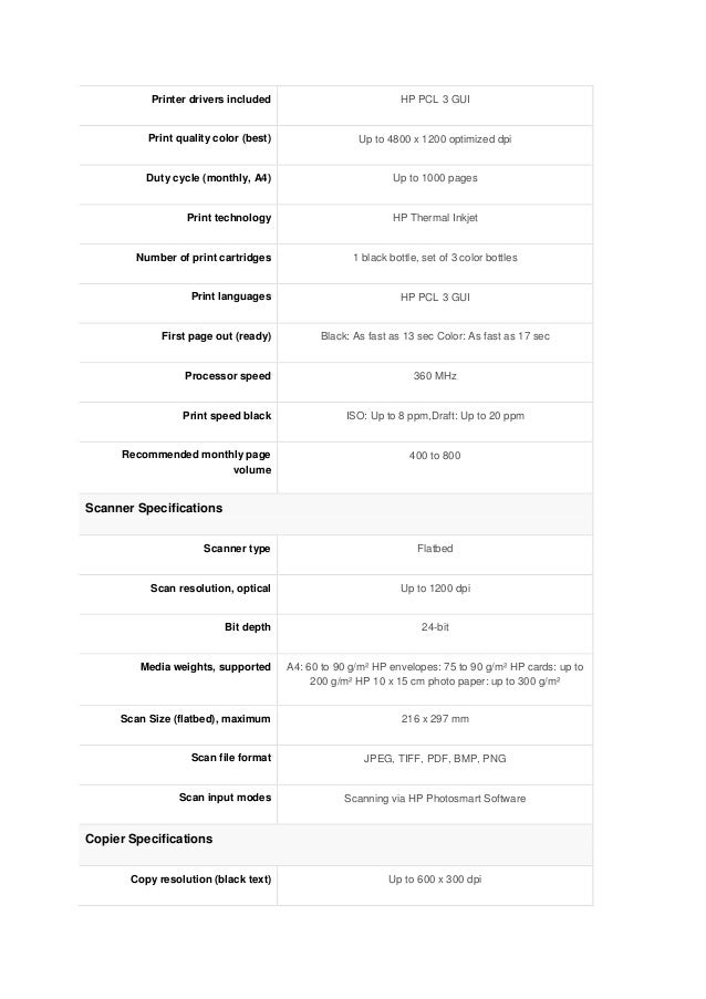 hp 5810 printer specification