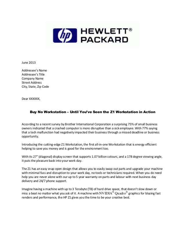 Hp direct mail letter Hp direct mail letter