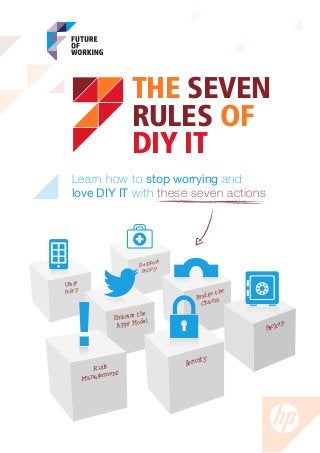 THE SEVEN
                       RULES OF
                       DIY IT
   Learn how to stop worrying and
   love DIY IT with these seven actions




                                rt
                         Suppo
                          Policy

Usage
Policy




   !
                                             e the
                                        Bridg sm
                                          Cha
                         the
                  Embrace el
                          d
                   Apps Mo                           Back
                                                         up



                                           ty
                                     Securi
            Risk
                 ent
         Managem
 