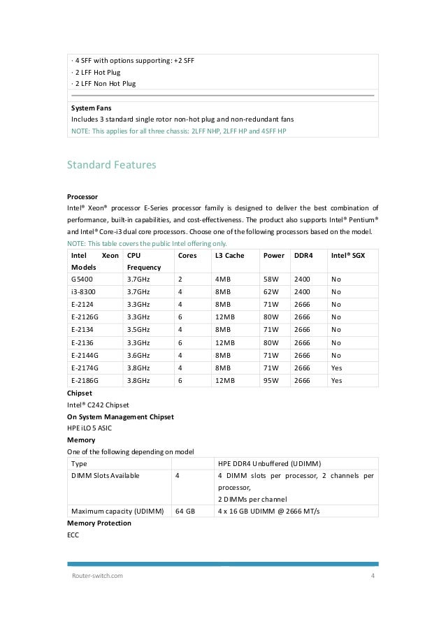 Hpe Proliant DL20 Gen10 Server Datasheet