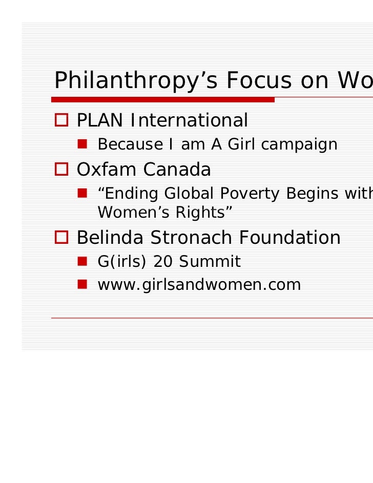 Women and Philanthropy in Canada Women and Philanthropy in Canada