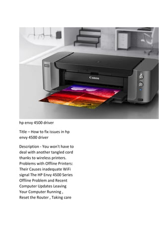 How To Fix Issues In Hp Envy 4500 Driver | PDF