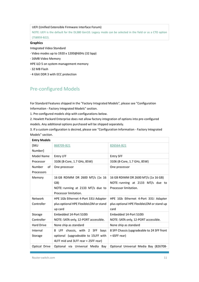 HPE ProLiant DL380 Gen10 Server Data Sheet | PDF