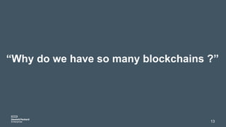 “Why do we have so many blockchains ?”
13
 