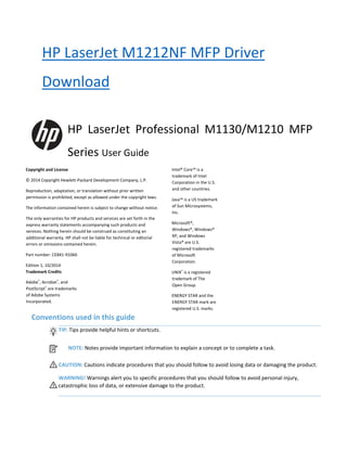 Hp Laser Jet M1212nf Mfp Driver Download And User Guide | PDF