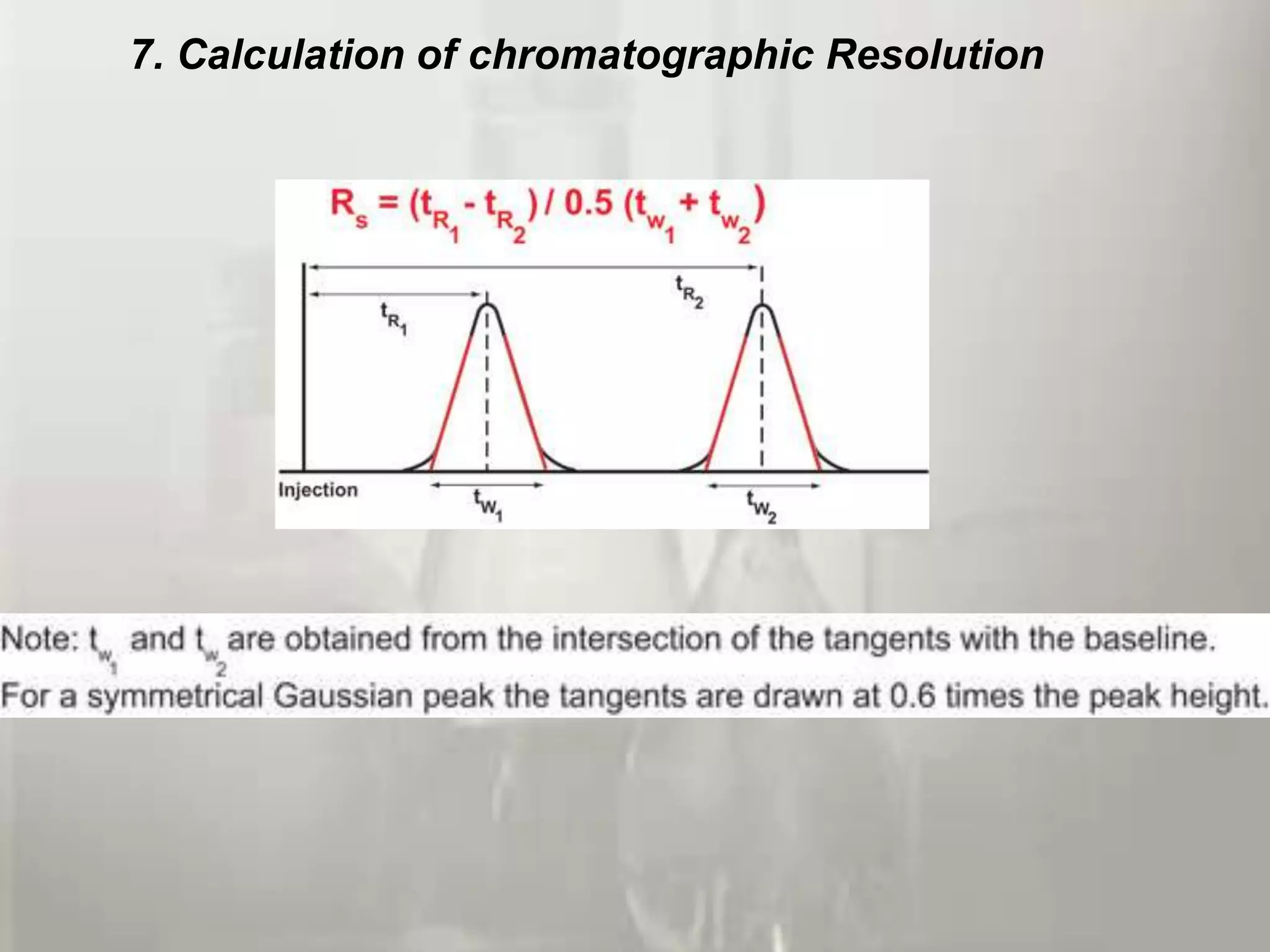 7. Calculation of chromatographic Resolution
 