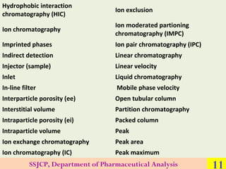Hydrophobic interaction
chromatography (HIC)

Ion exclusion

Ion chromatography

Ion moderated partioning
chromatography (...