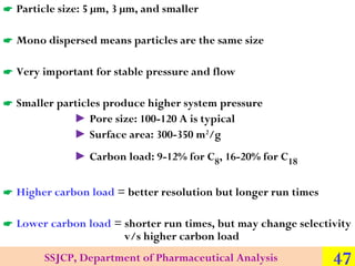  Particle size: 5 µm, 3 µm, and smaller
 Mono dispersed means particles are the same size
 Very important for stable pr...