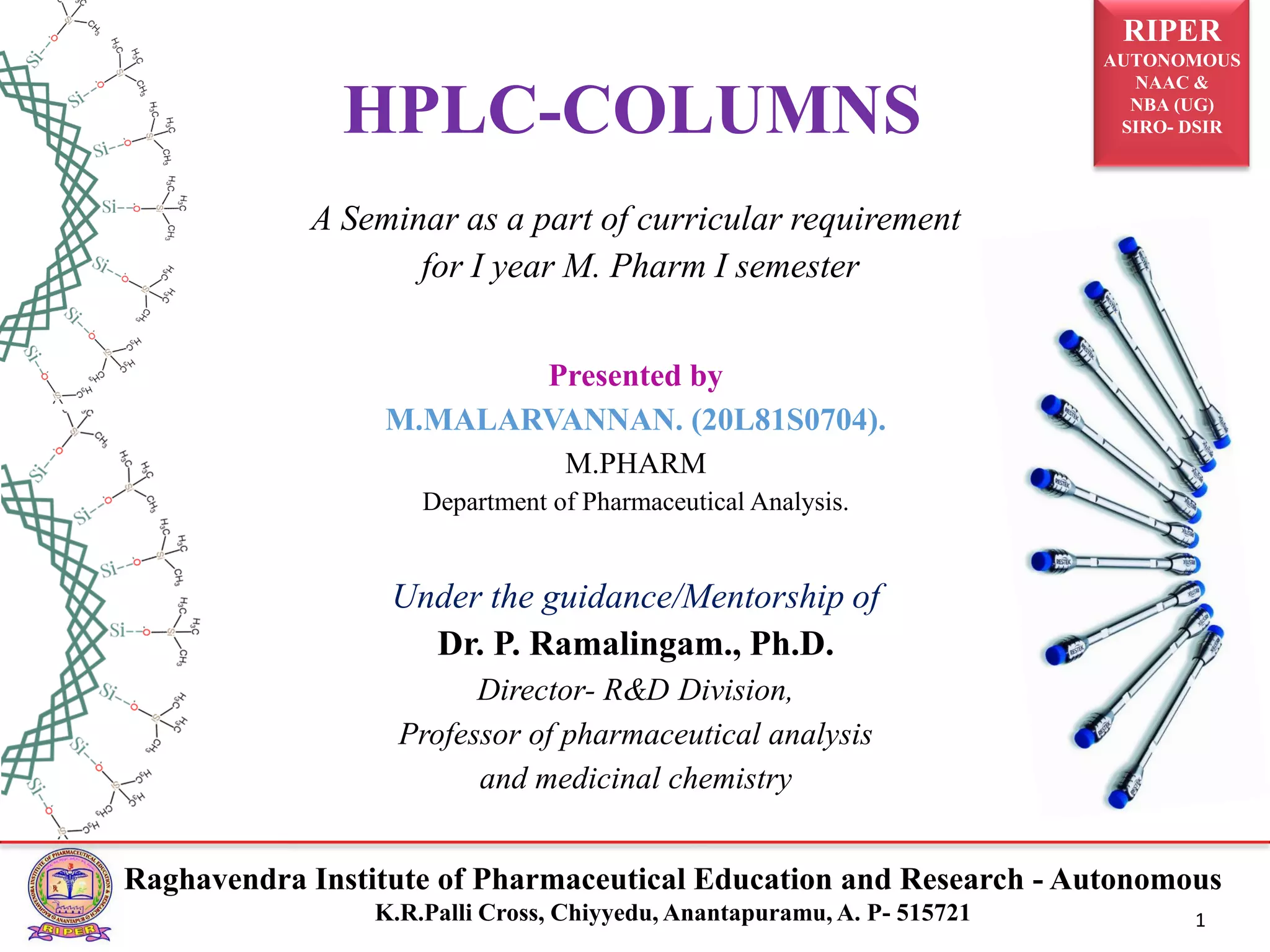 HPLCCOLUMNS PPT
