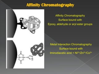 3. Size exclusion chromatography :-Size exclusion chromatography (SEC), also known as gel permeation chromatography or gel filtration chromatography, separates particles on the basis of size. It is generally a low resolution chromatography and thus it is often reserved for the final, "polishing" step of purification. It is also useful for determining the tertiary structure and quaternary structure of purified proteins. SEC is used primarily for the analysis of large molecules such as proteins or polymers. SEC works by trapping these smaller molecules in the pores of a particle. The larger molecules simply pass by the pores as they are too large to enter the pores. Larger molecules therefore flow through the column quicker than smaller molecules, that is, the smaller the molecule, the longer the retention time.