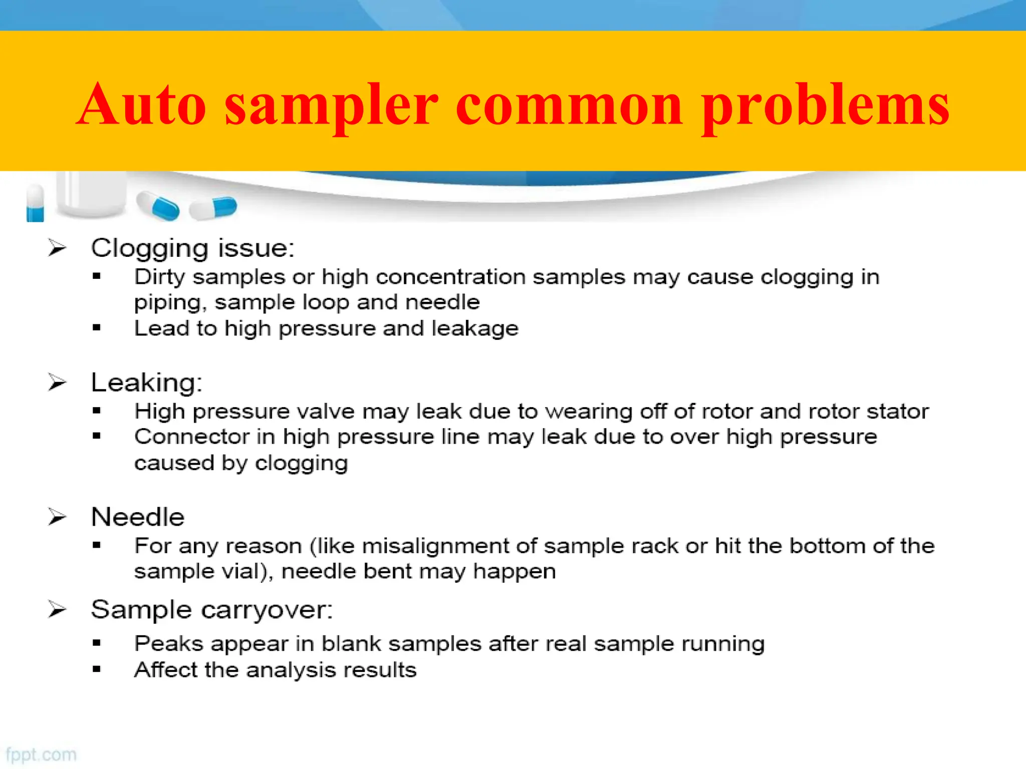 Auto sampler common problems
 