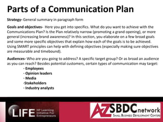 Hp Life Small Business Communications Plan | PPTX