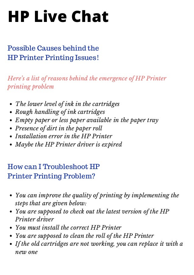 HP Live Chat HP Live Service for Your Printer Issues