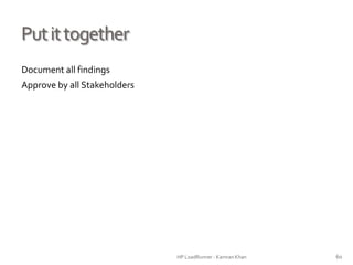 Putittogether
Document all findings
Approve by all Stakeholders
HP LoadRunner - Kamran Khan – ChromeIS.com/institute 60
 