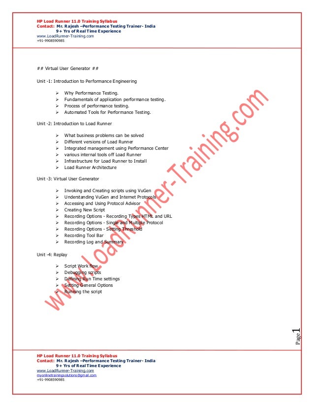 hp load runner syllabus syllabus generator