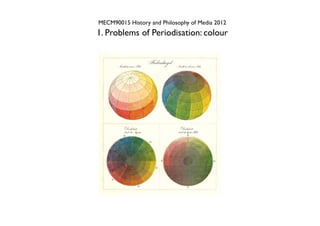MECM90015 History and Philosophy of Media 2012
1. Problems of Periodisation: colour
 