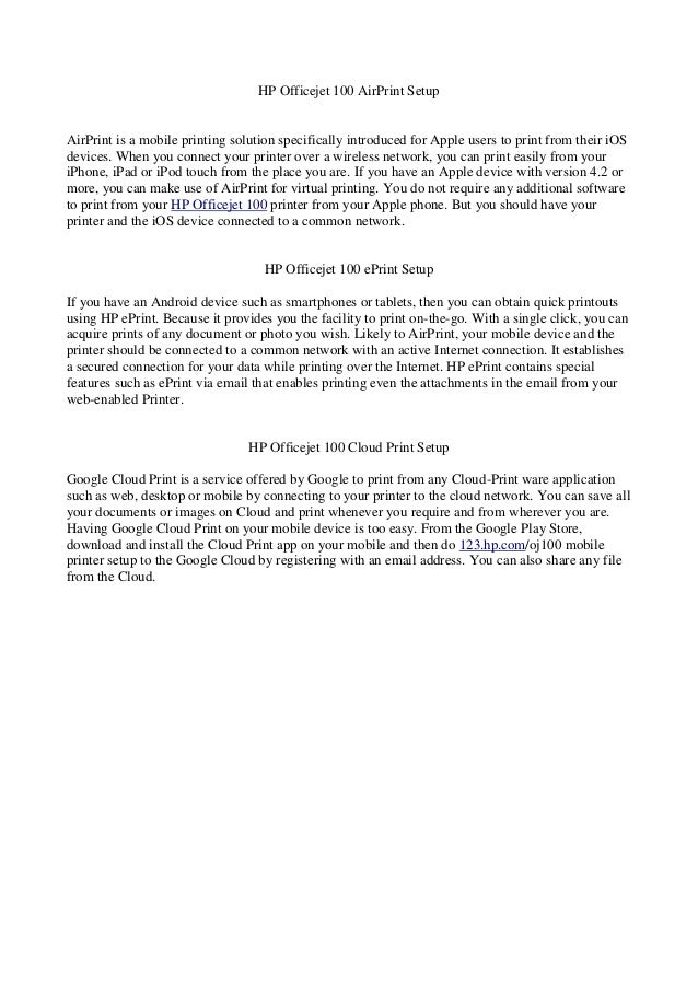 hp officejet 100 mobile printer android