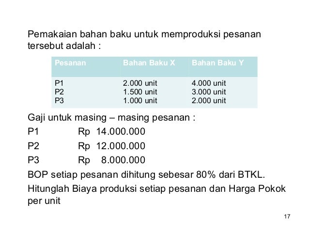 Soal Akuntansi Biaya Harga Pokok Pesanan Guru Paud