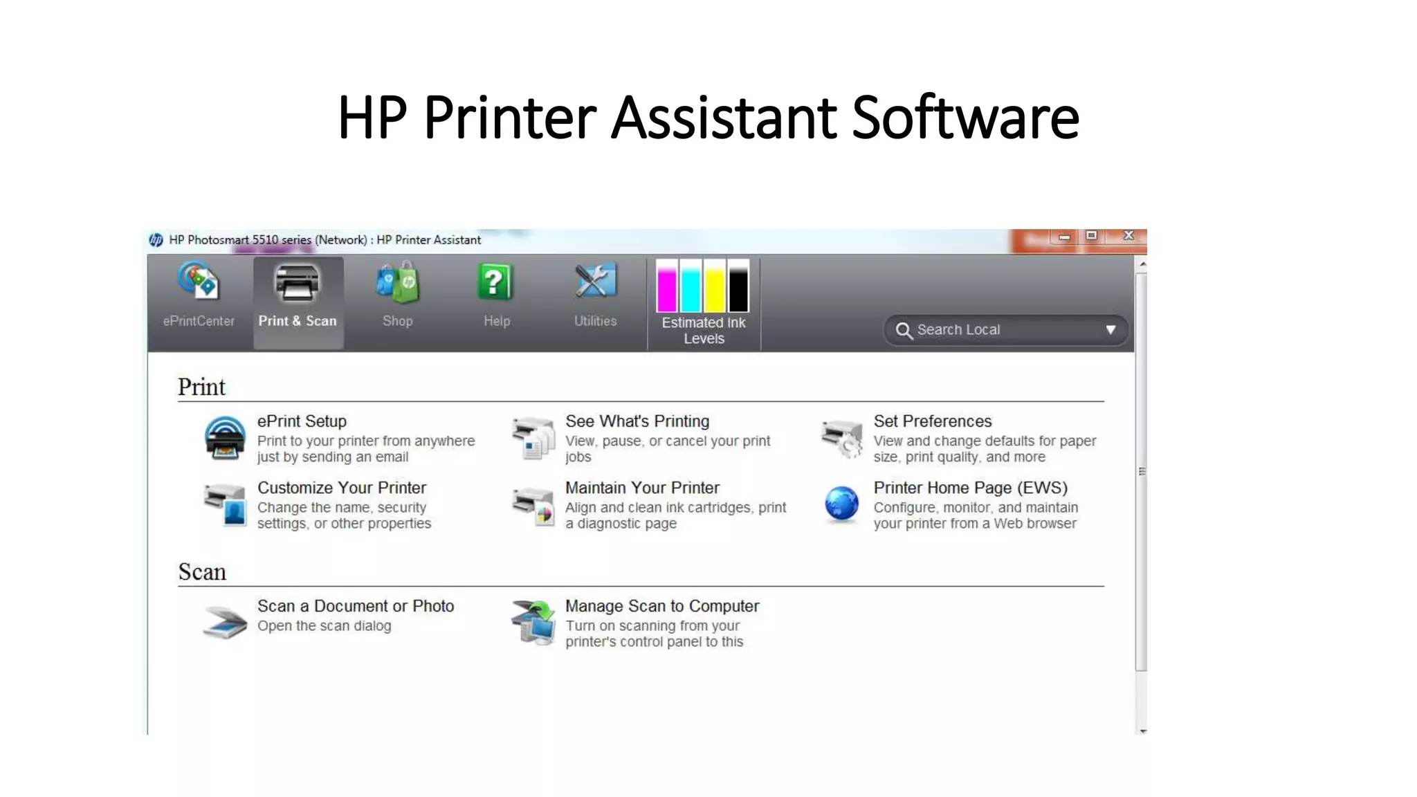 How to install hp printer assistant for the window ppt