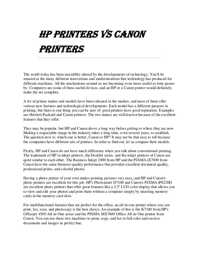 HP Printers Vs Canon Printers