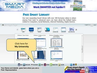 Work SMARTER not harder!!




                                                                   A




                Click here for
                My University




Your Name and details goes here when you are a
Paid Representative
 