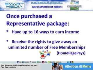 Work SMARTER not harder!!




Your Name and details goes here when you are a
Paid Representative
 