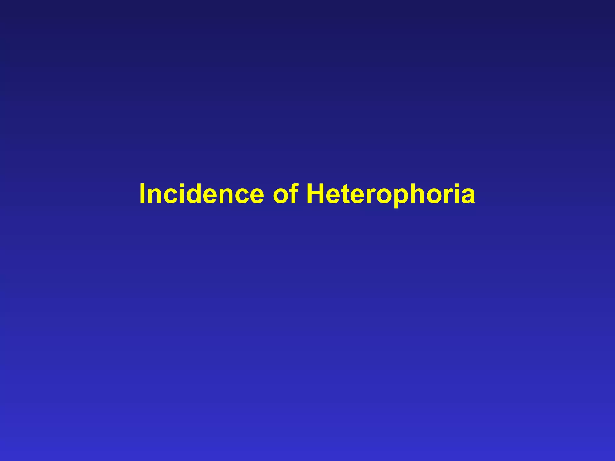 Incidence of Heterophoria
 