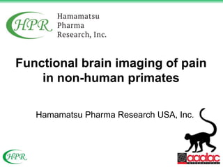 Hamamatsu Pharma Research USA, Inc.
Functional brain imaging of pain
in non-human primates
 