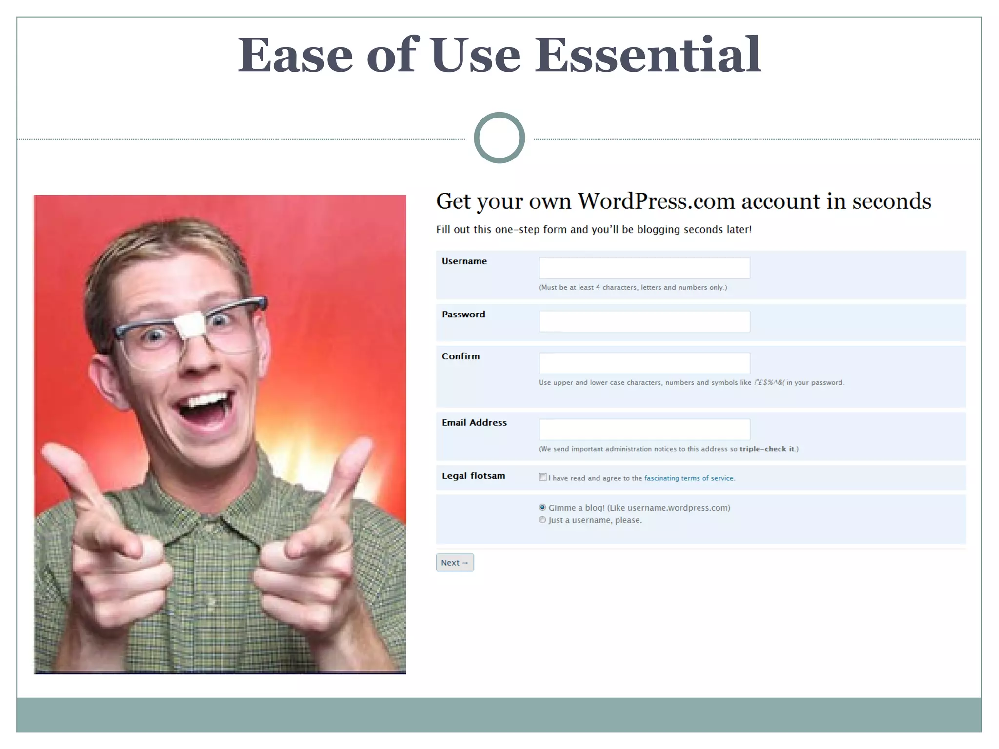 Ease of Use Essential
 