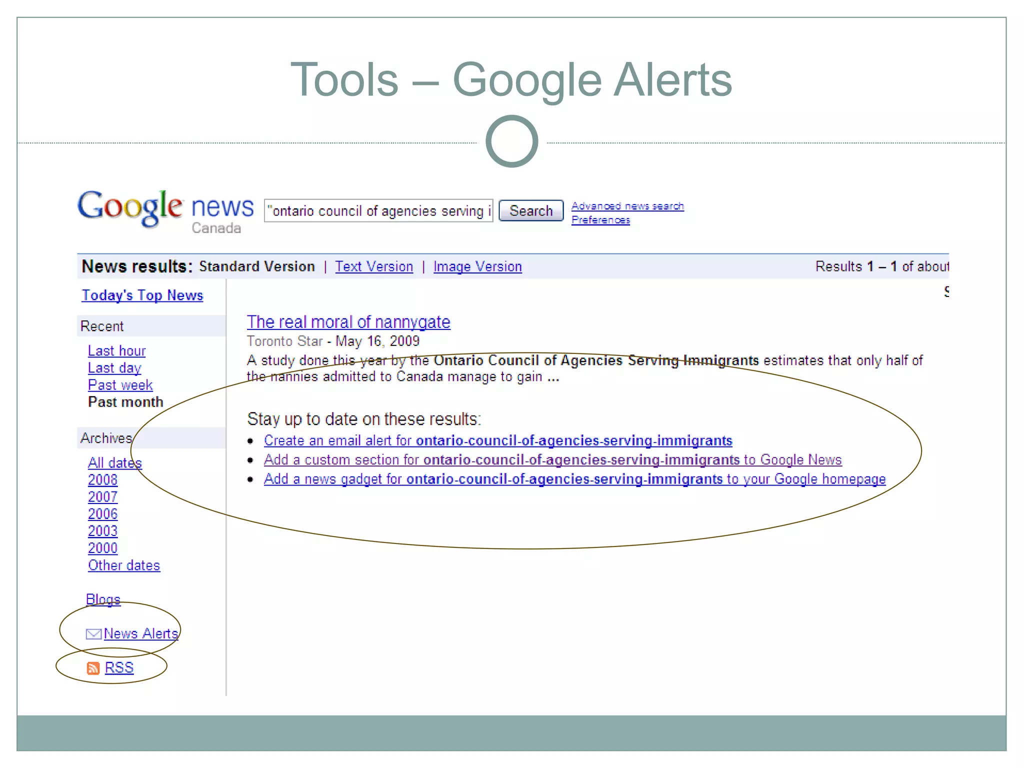 Tools – Google Alerts
 