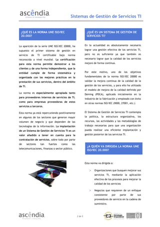 ISO 20000. GESTIÓN DE SERVICIOS TI | PDF