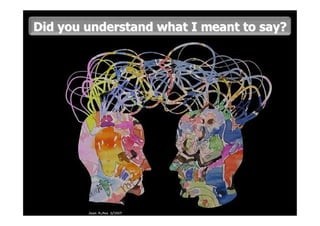 Did you understand what I meant to say?




This is the property of Project Management Institute and may not be
reproduced or disseminated without the expressed written permission of PMI.
 