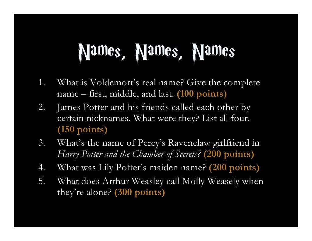 Names, Names, Names 1. What