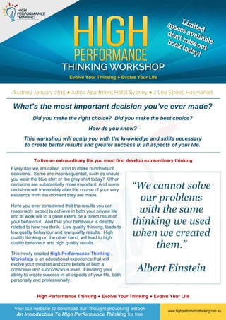 High Performance Thinking Workshop 