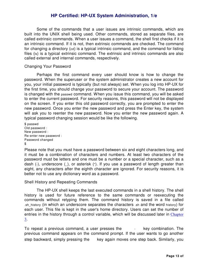 hp unix administration extrinsic and intrinsic commands page 12 of 13