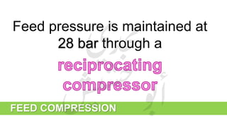 FEED COMPRESSION
Feed pressure is maintained at
28 bar through a
 