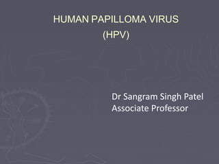 HUMAN PAPILLOMA VIRUS
(HPV)
Dr Sangram Singh Patel
Associate Professor
 