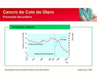 Cancro do Colo do Útero
Prevenção Secundária


         Ferramentas: Rastreio




 Prevenção do Cancro do Colo do Útero na Era das Vacinas   Hugo Sousa | 2012
 