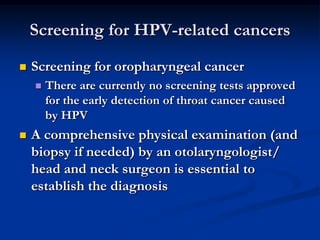 Information for the Patient on Human Papilloma Virus (HPV) and Head and ...