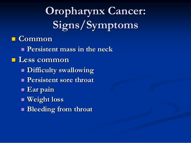 What are common symptoms of throat cancer?