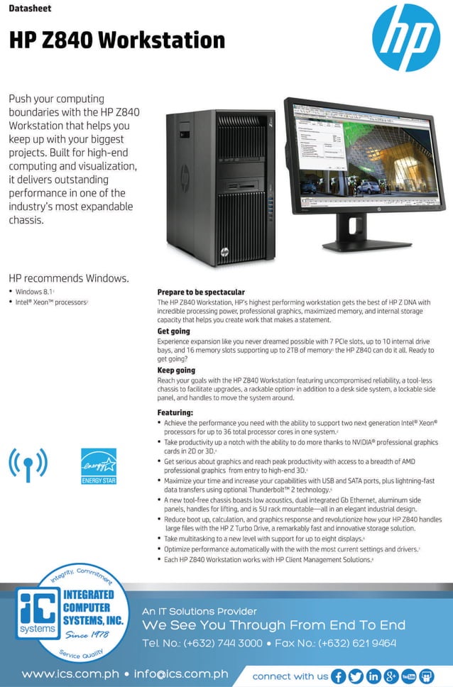 Data Sheet HP Z840 Workstation PDF
