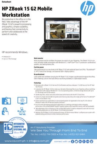 Data Sheet - HP ZBook 15 G@ Mobile Workstation