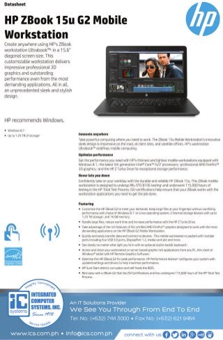 Data Sheet - HP ZBook 15u G2 Mobile Workstation